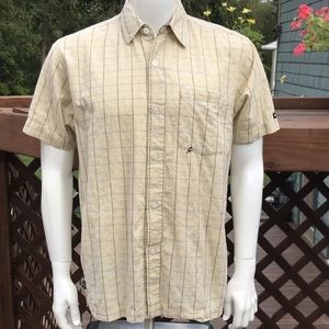 O'Neill Mens Short Sleeve Button up Shirt Size M Oneill Yellow Plaid Summer